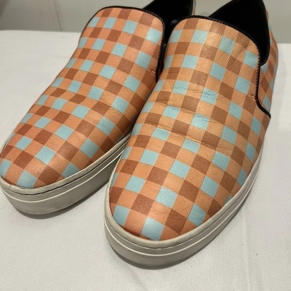 Diane von Furstenberg Budapest Gingham Leather Slip-on Sneakers 7.5M - Picture 5 of 5